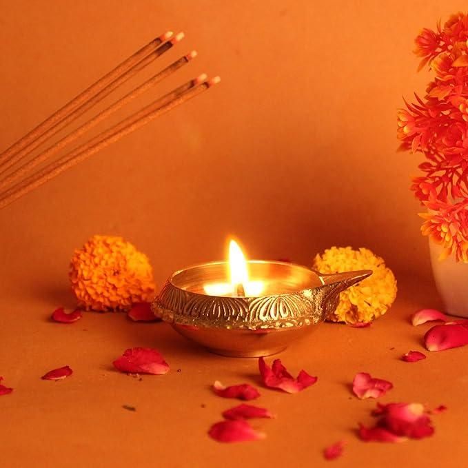Set of 2 Brass Diya for Puja Room
