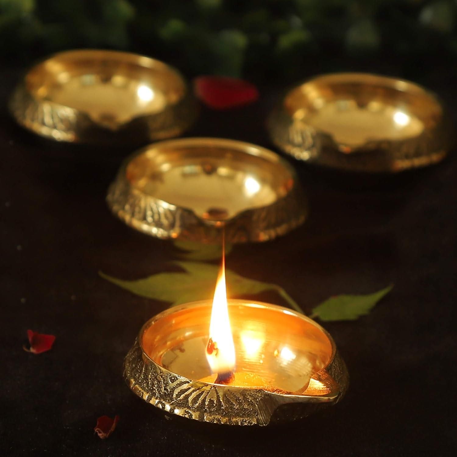 Set of 2 Brass Diya for Puja Room