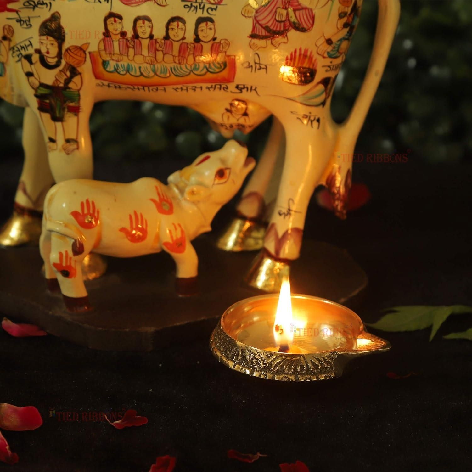 Set of 2 Brass Diya for Puja Room